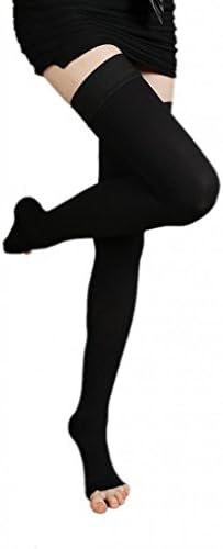 Reutry Womens Soft Medical Compression Silicone Socks Thigh High Open Toe Large