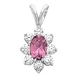 14K White Gold Pink Tourmaline and Diamond Pendant