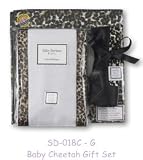 SwaddleDesigns Swaddle Designs Baby Gift Set with Swaddling Blanket,Baby Lovie and Set of Burpies in Clear Plastic Box- Cheetah Print