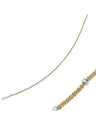 Silver with Yellow Rhodium Finish Shiny Diamond Cut Sparkle Chain Bead Anklet with Pear Shape Clasp