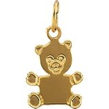 14K Yellow Gold Child Teddy Bear Pendant With Chain