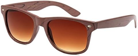 Vintage Wayfarer 80s Retro Wood Style Unisex Sunglasses (AMBER LENS)