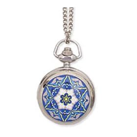 Blue Moroccan Design Pendant Watch Necklace