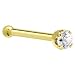 Jewelry : Solid 14KT Yellow Gold 2mm Genuine Diamond Nose Bone - 20 Gauge