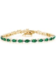 14k Yellow Gold Diamond and Emerald Bracelet