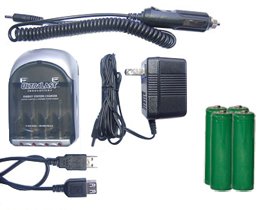 4 Hr AAAA Smart Charger 4 AA 2700 mAH Green NiMH Batteries