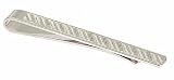 Rhodium plated tie slide with diagonal engraving