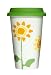 Sagaform 5015919 Double Wall Porcelain Flower Take Away Mug with Silicone Lid
