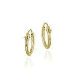 18K Gold over Sterling Silver 10mm Tiny Polished Hoop Earrings