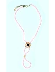 Home: Barefoot Sandals Beach Toe Ring Sea Pink Bead anklet Jewelry Boho Bohemian handmade vintage hippie (10")