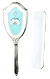 Silver plated brush and comb set in blue