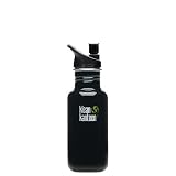 Klean Kanteen Stainless Steel 18 Ounce Water Bottle with 2.0 Sports Cap, Black Eclipse