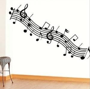 Music, dance classroom bedroom wall stickers musical note black
