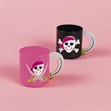 12 Plastic Pink Pirate Girl Mugs Perfect Pirate Cups