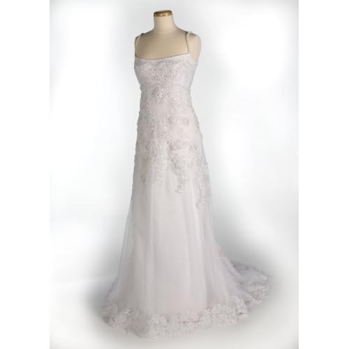 White Spagetti Strap Wedding Gown