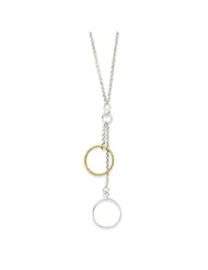 Genuine .925 Sterling Silver & Vermeil Polished Fancy Circle Drop Necklace. 100% Satisfaction Guaranteed.