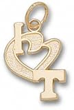 Tennessee Volunteers Solid 10K Gold ''I Heart T'' 1/2'' Pendant