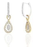 BEAUTIFUL 14K TWO-TONED PEAR SHAPED DIAMOND EARRINGS .40 CTS