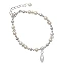 Christian Fish with 1 Clear Swarovski Crystal Czech Pearl Beaded Charm Bracelet