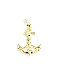 14k Yellow Gold Marine Boat Ship Anchor Charm Pendant