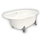 American Bath Factory B4-72-BB-LH-NH-M2-15-CH Caspian Whirlpool Clawfoot Bathtub in Bisque, Ball and