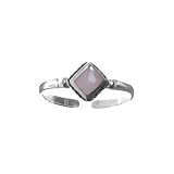 Sterling Silver Pink Mother Pearl of Pearl Diamond Shape Toe Ring