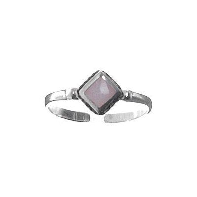 Sterling Silver Pink Mother Pearl of Pearl Diamond Shape Toe Ring