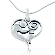 925 Sterling Silver Mother and Child Heart-Shaped, Gift for Mom Love Mom Pendant Necklace 18'', Mother's day gift Jewelry for Women- Nickel Free