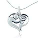 925 Sterling Silver Mother and Child Heart-Shaped, Gift for Mom Love Mom Pendant Necklace 18'', Mother's day gift Jewelry for Women- Nickel Free