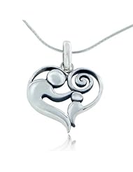 925 Sterling Silver Mother and Child Heart-Shaped, Gift for Mom Love Mom Pendant Necklace 18, Mothers day gift Jewelry for Women- Nickel Free