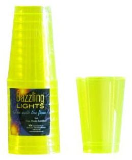 Dazzling Lights 12 oz Yellow Plastic Glasses 10 per Pack