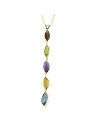 14 Karat Yellow Gold Marquise Gemstone Necklace