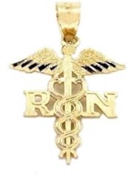 RN Caduceus Charm 14k Gold 19mm