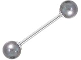 14 Gauge 5/8 - Peacock Pearl 14kt White Gold Straight Barbell - 5mm
