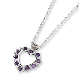 Sterling Silver & 14k Gold Amethyst & Diamond Heart Necklace