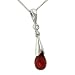 Garnet Drop Pendant with Diamond on Chain .01cttw