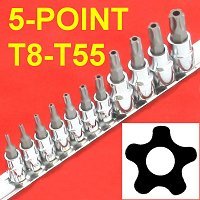Anytime Tools 11 pc 5-POINT STAR TORX TAMPER PROOF SECURITY BIT SOCKET SET by Unknown