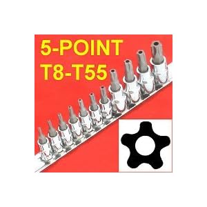 Anytime Tools 11 pc 5-POINT STAR TORX TAMPER PROOF SECURITY BIT SOCKET SET by 