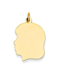 14k Plain Medium .011 Gauge Facing Left Engravable Girl Head Charm Cyber Monday Special