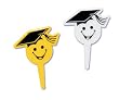 Graduation Smilie Face Cupcake Picks - 12ct