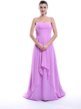 Vampal Lilac Strapless Crinkle Chiffon Bridesmaid Dress With Front Cascade 16 Lilac