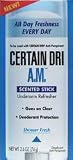 Certain Dri A.M. Underarm Refresher, Scented Stick, Shower Fresh, 2.6 oz.