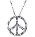 Peace Sign Pendant Genuine Diamond Accent Sterling Silver Small