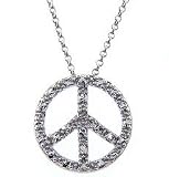 Peace Sign Pendant Genuine Diamond Accent Sterling Silver Small