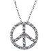 Peace Sign Pendant Genuine Diamond Accent Sterling Silver