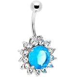 Aqua Crystal CUBIC ZIRCONIA YORKSHIRE Belly Button Ring