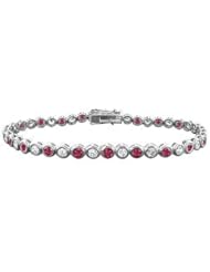 Ruby and Diamond Tennis Bracelet 18K White Gold - 4.00 CT TGW
