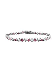 Ruby and Diamond Tennis Bracelet 14K White Gold - 2.00 CT TGW
