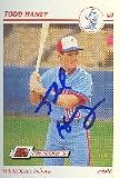 Todd Haney, Indianapolis Indianas - Expos Affiliate, 1991 Line Drive Pre-Rookie Autographed Card