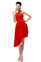 Hot Sale Sunvary 2013 New Design One Shoulder Neckline Ruffle Chiffon Cocktail Party Dresses Homecoming Dresses- US Size 20W- Red